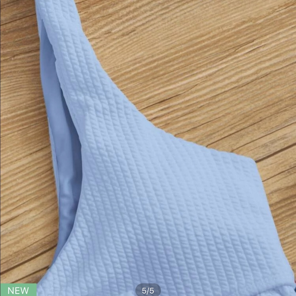 SHEIN Light Blue Ruffle Textured Bikini Set - Picture 4 of 5